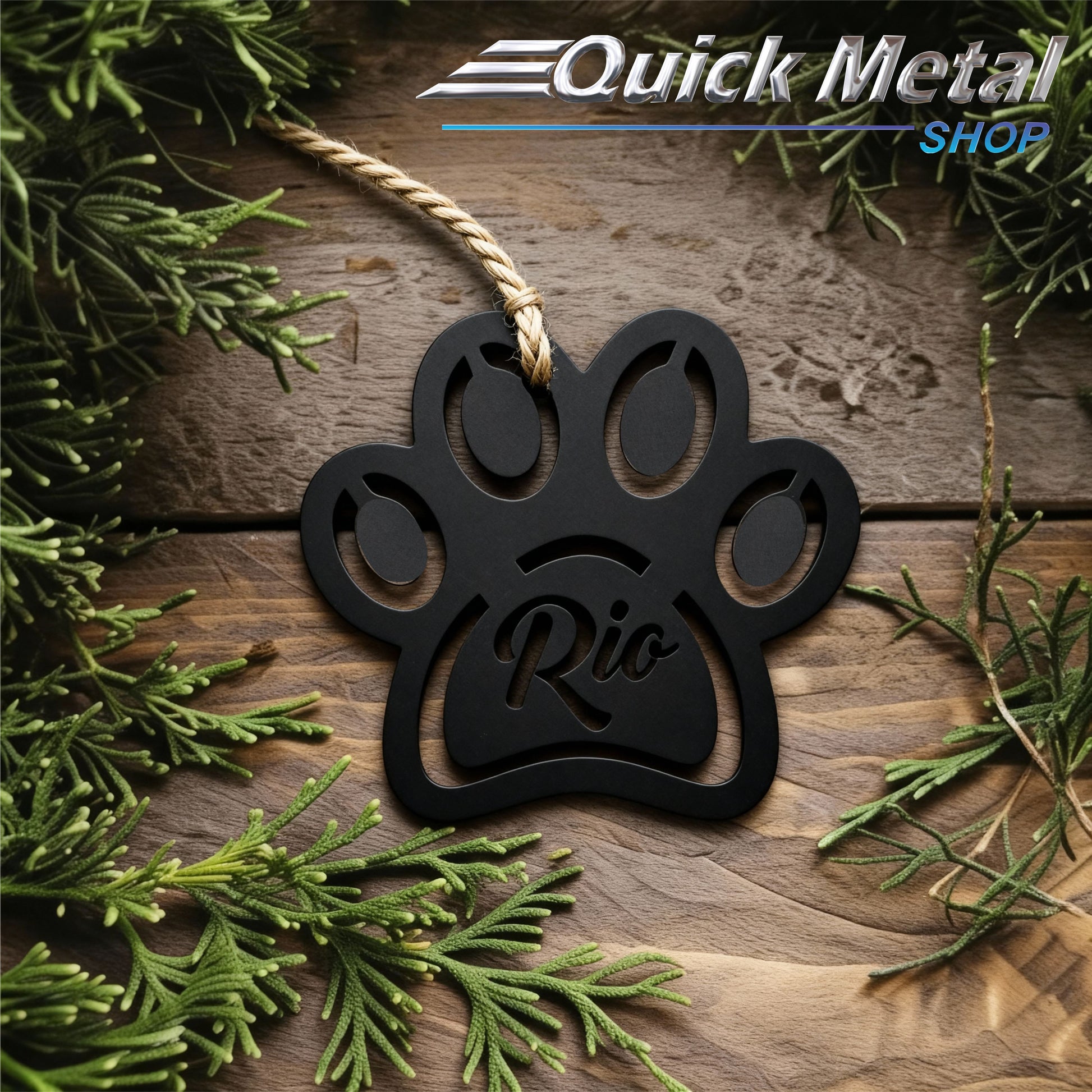 Cr007 -Paw print-Custom name (Set of 12)