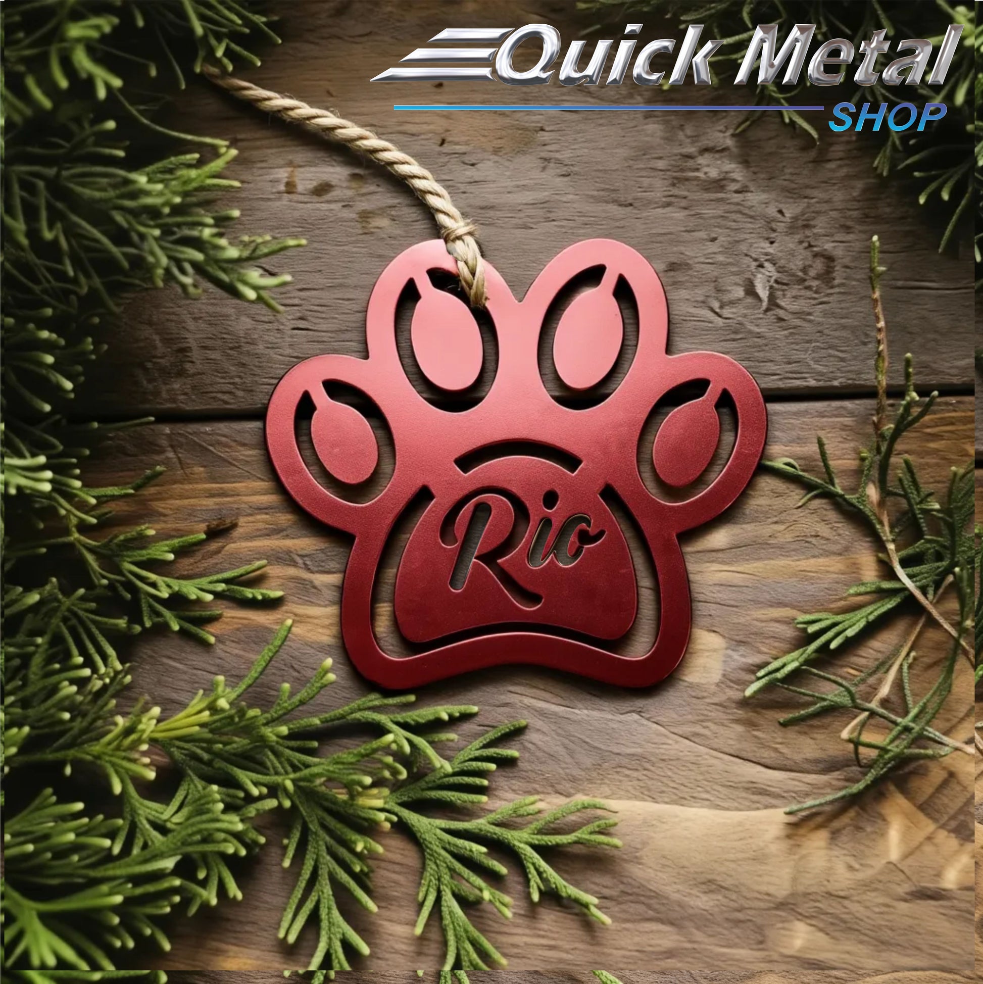 Cr007 -Paw print-Custom name (Set of 12)
