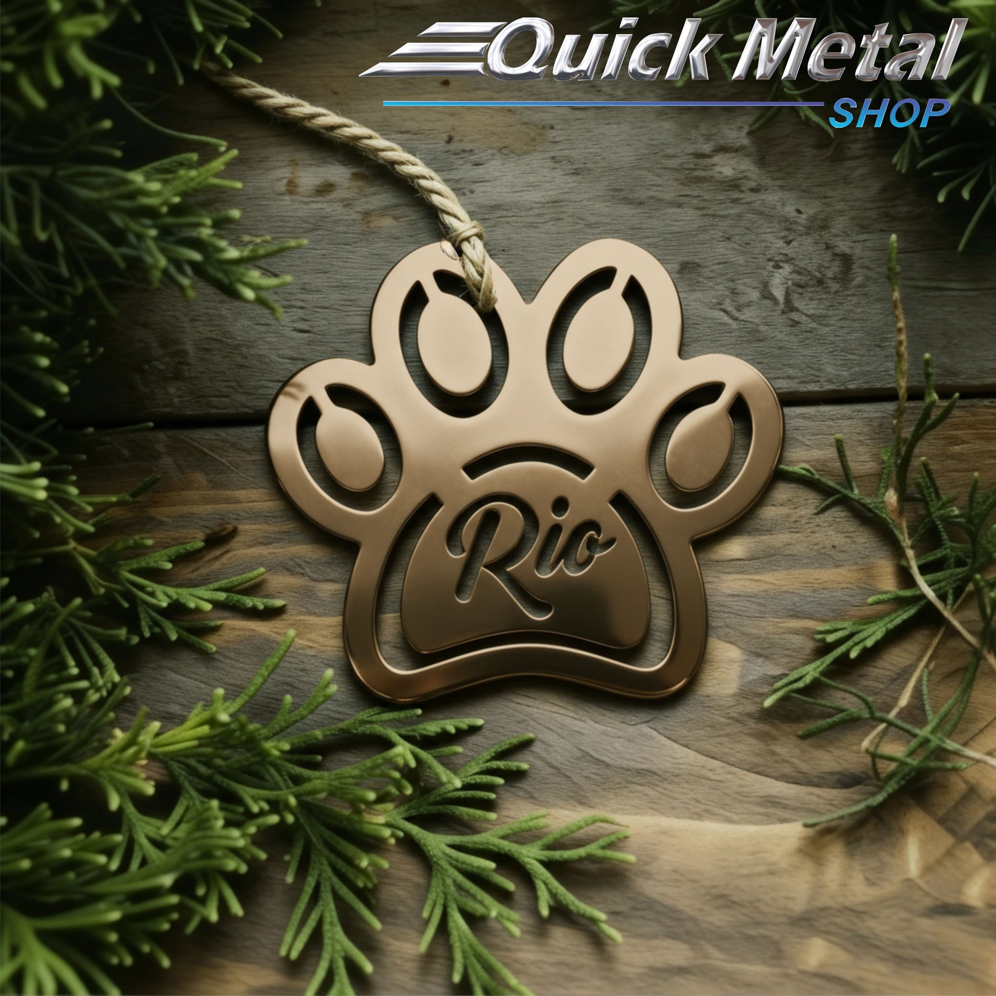 Cr007 -Paw print-Custom name (Set of 12)