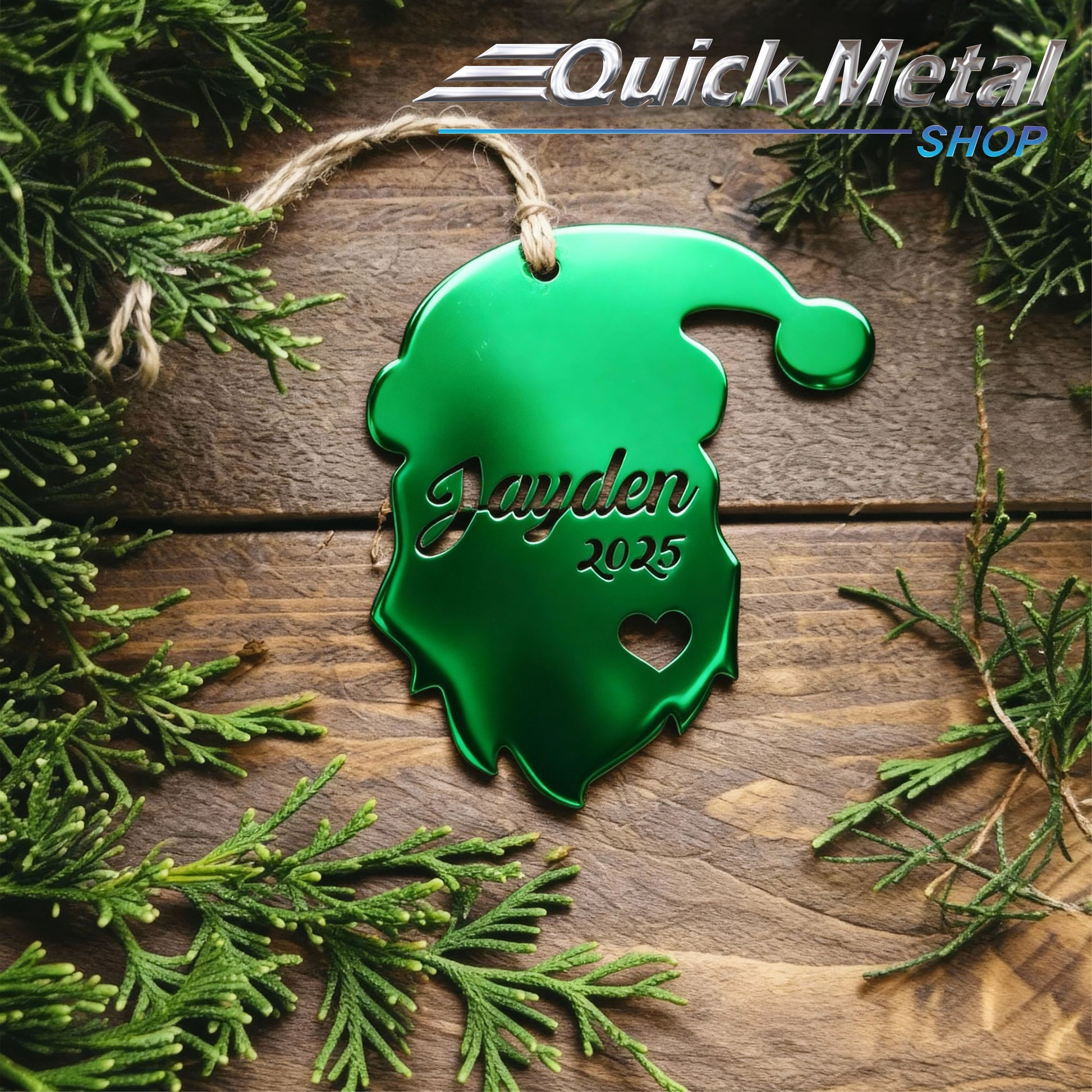 Cr018-Santa Ornament-Custom Name (set of 12)