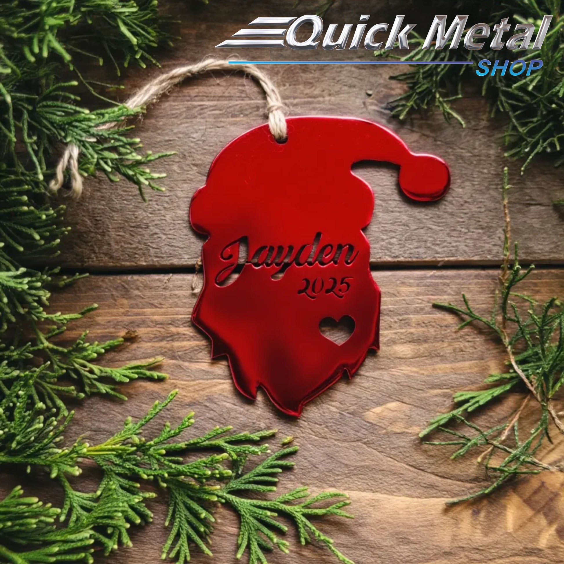 Cr018-Santa Ornament-Custom Name (set of 12)