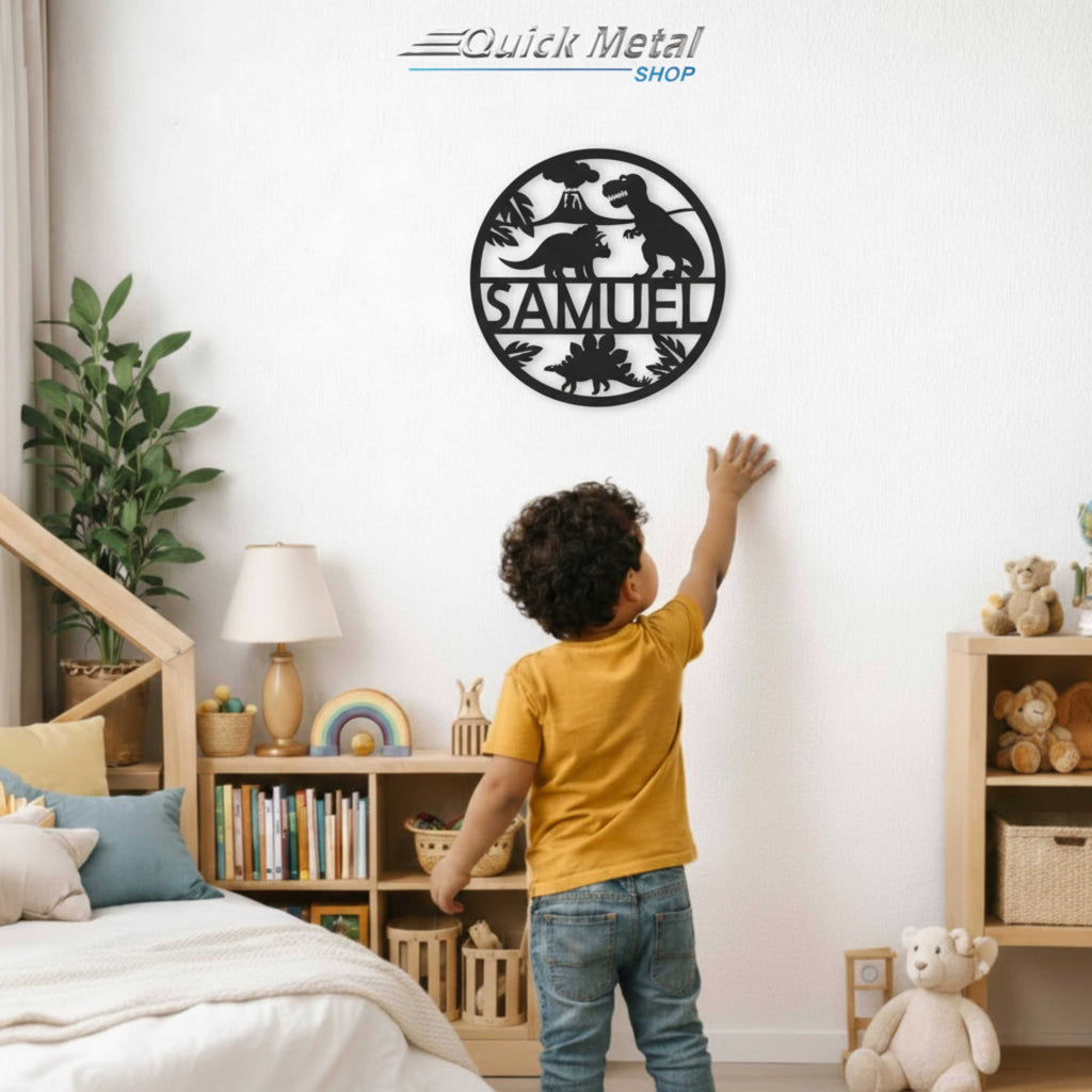 LW003-Dino World- Letrero con nombre personalizado