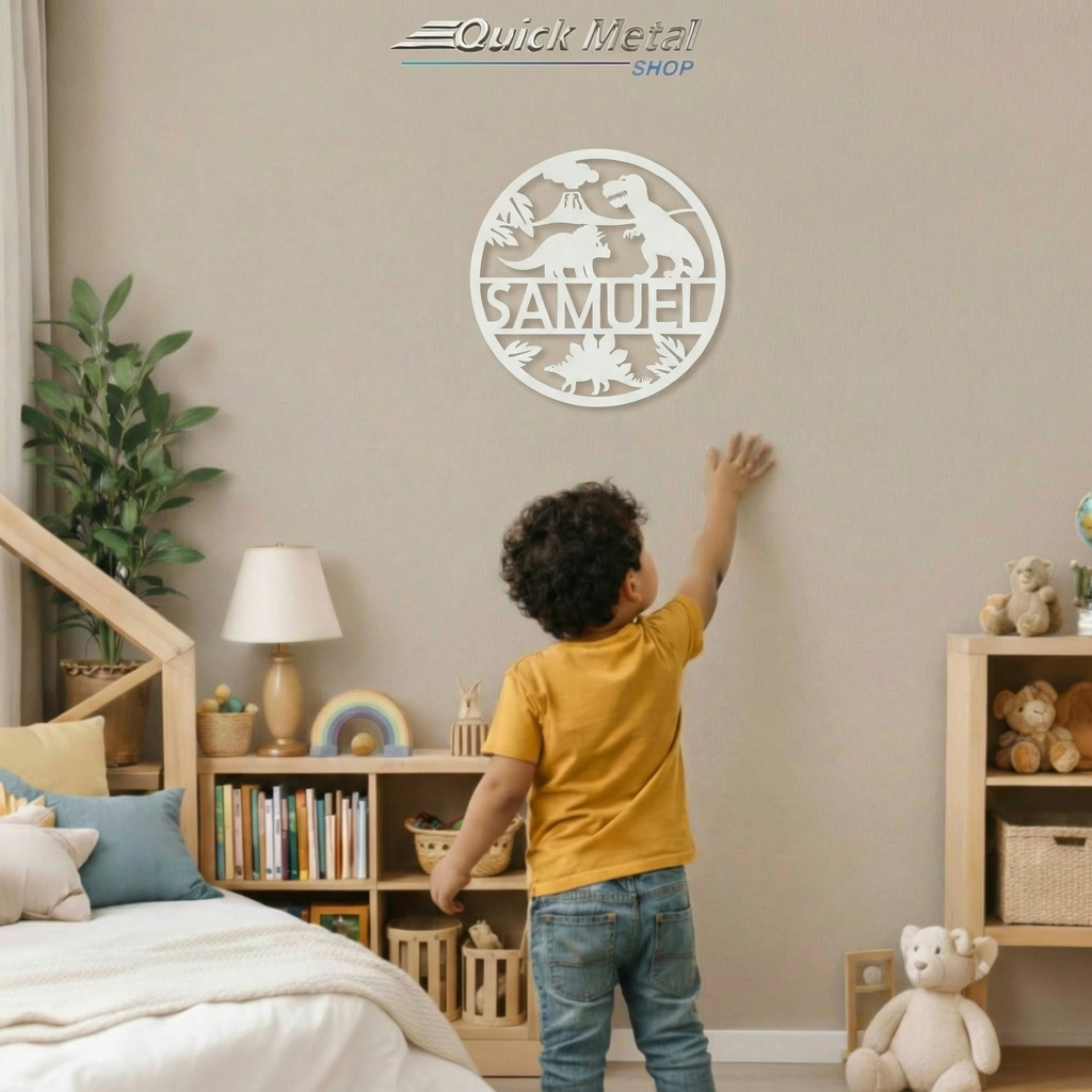 LW003-Dino World- Letrero con nombre personalizado